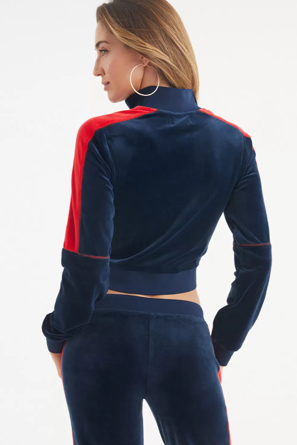 Juicy Couture Hoodies & Jackets | Track Tops^Cropped Colorblock Velour Track Jacket Regal Blue
