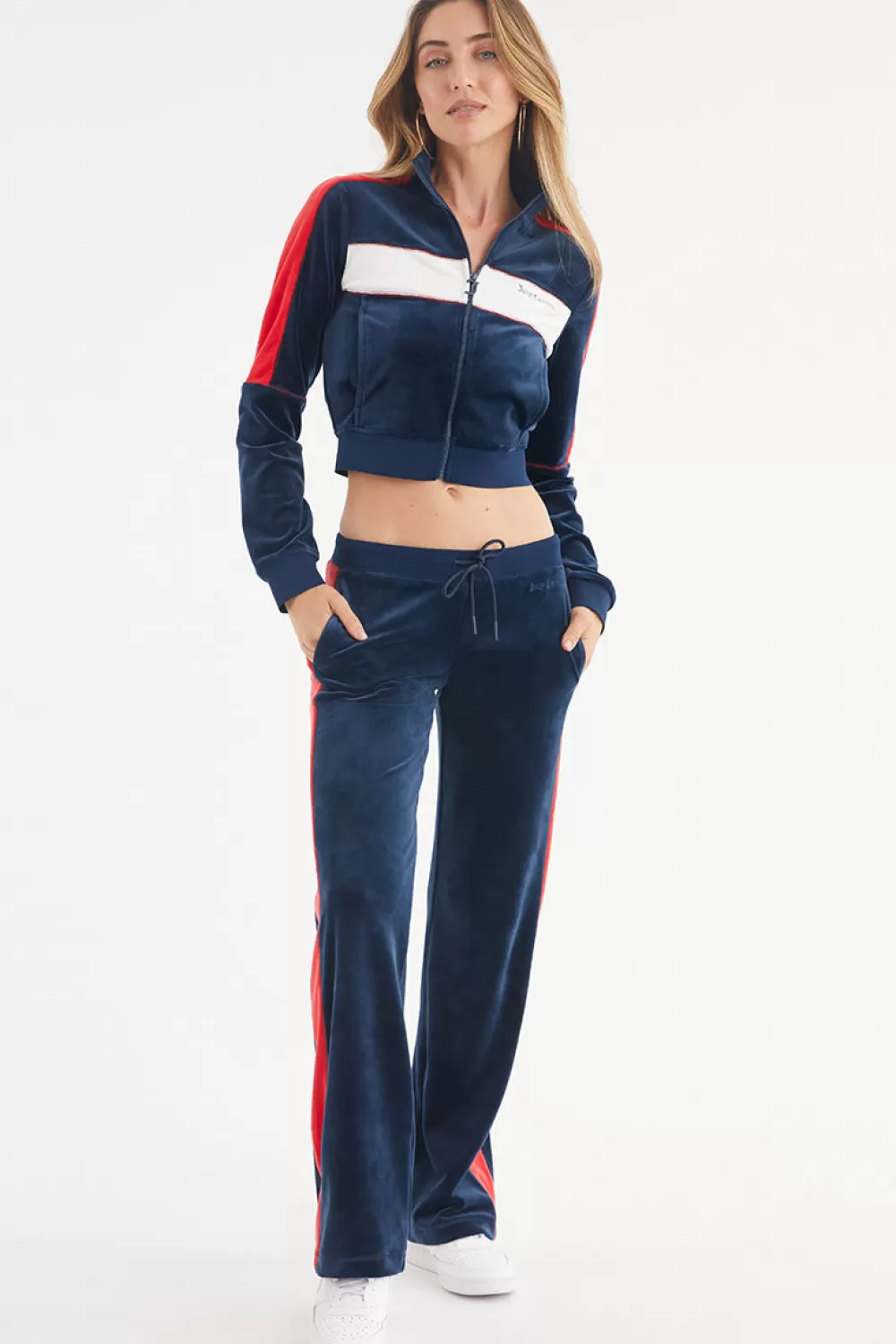 Juicy Couture Hoodies & Jackets | Track Tops^Cropped Colorblock Velour Track Jacket Regal Blue